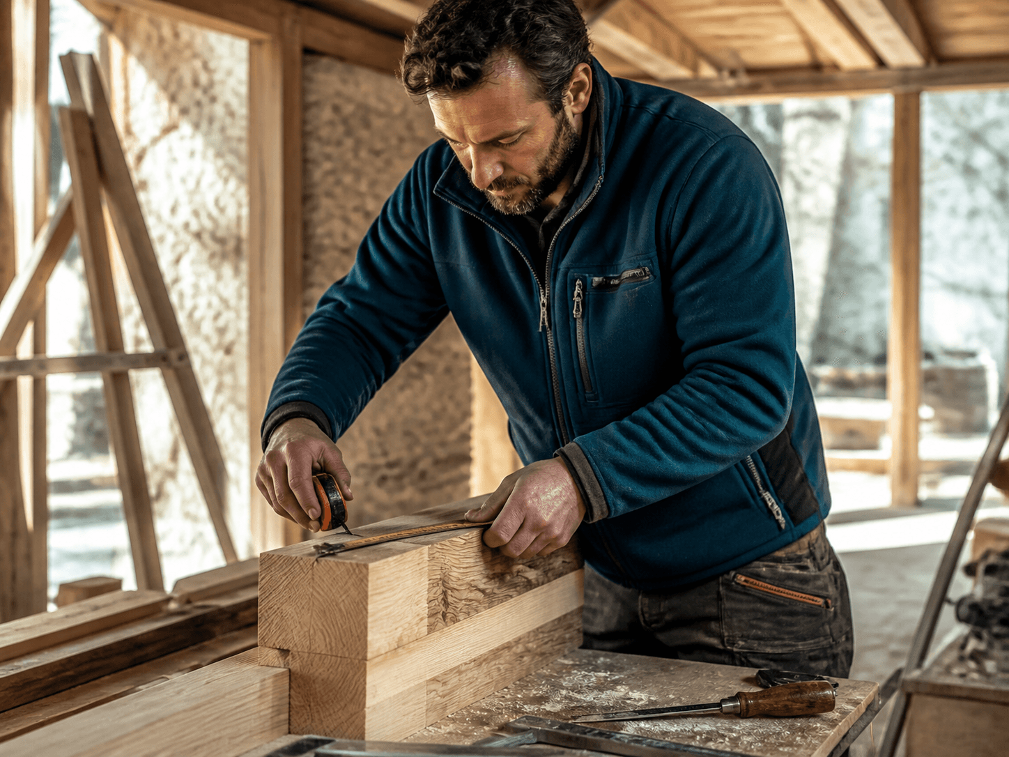 Charpentier en intervention sur un chantier