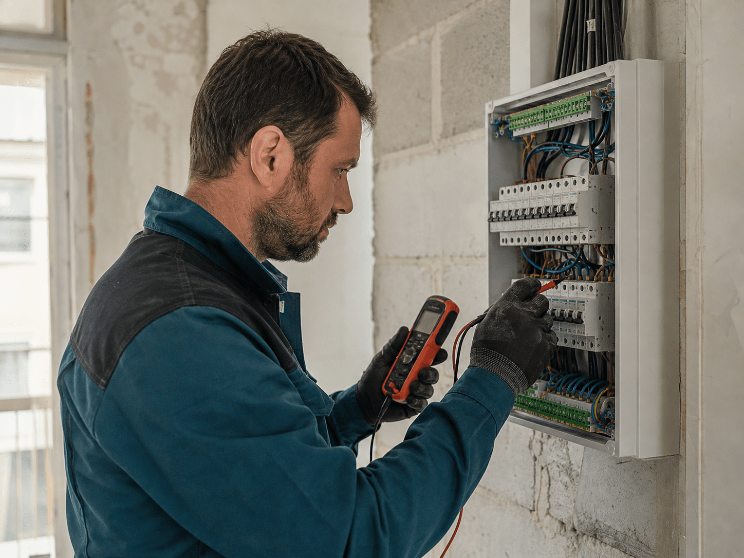 Électricien en intervention sur un chantier