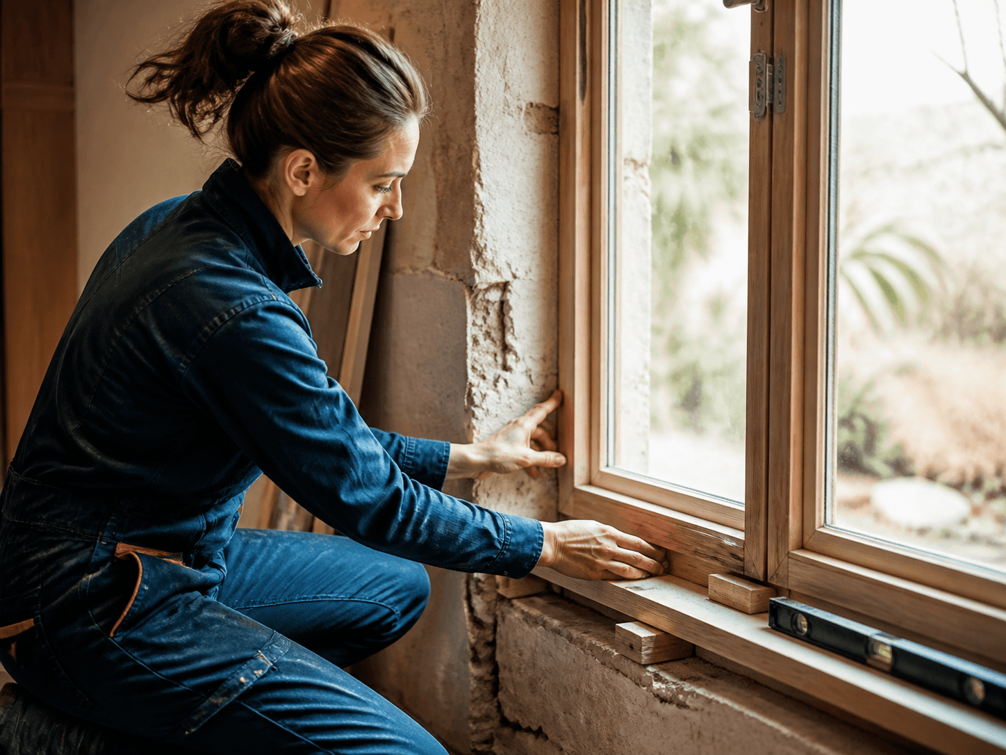 Menuisier en intervention sur un chantier