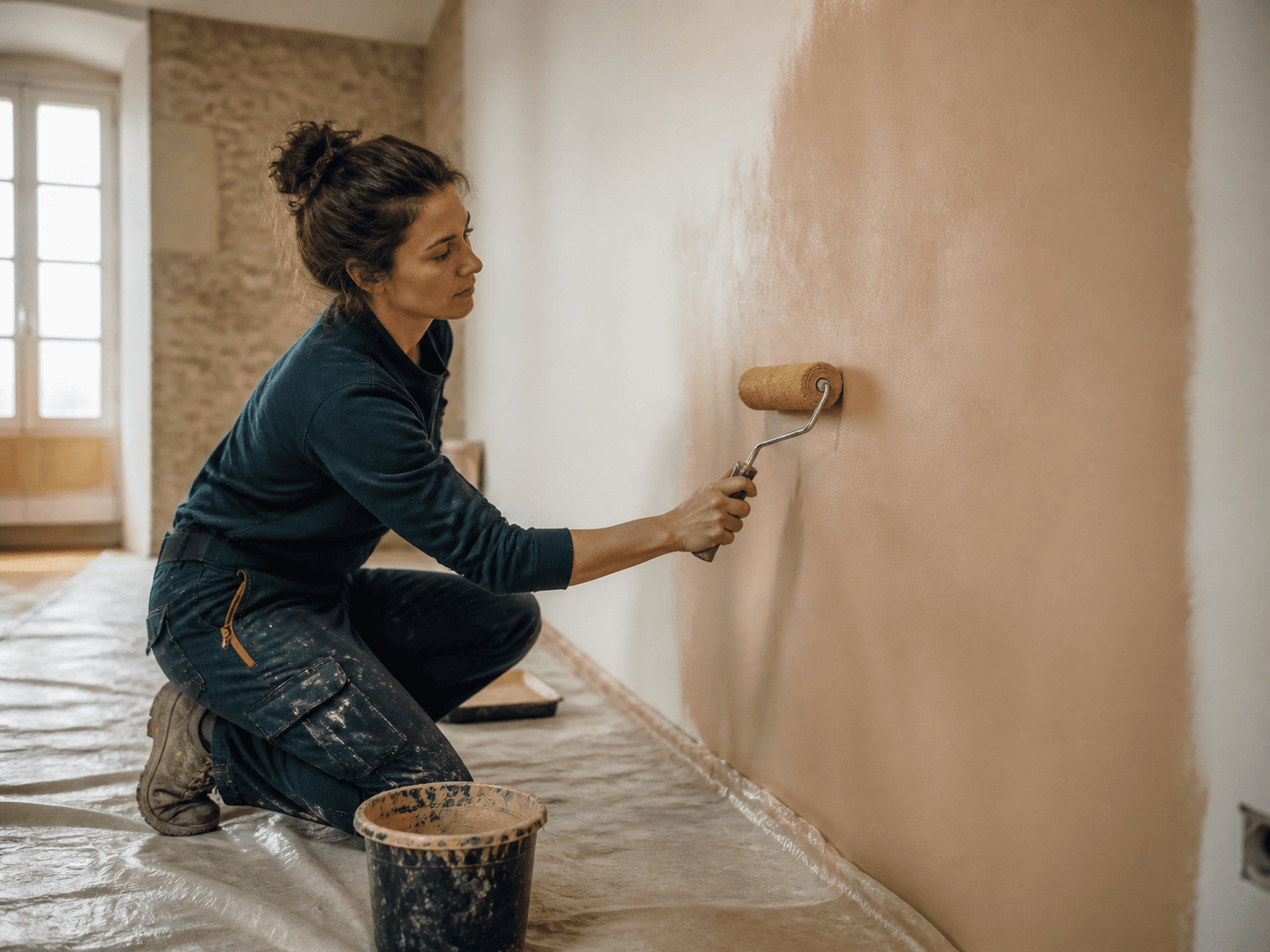 Peintre en intervention sur un chantier