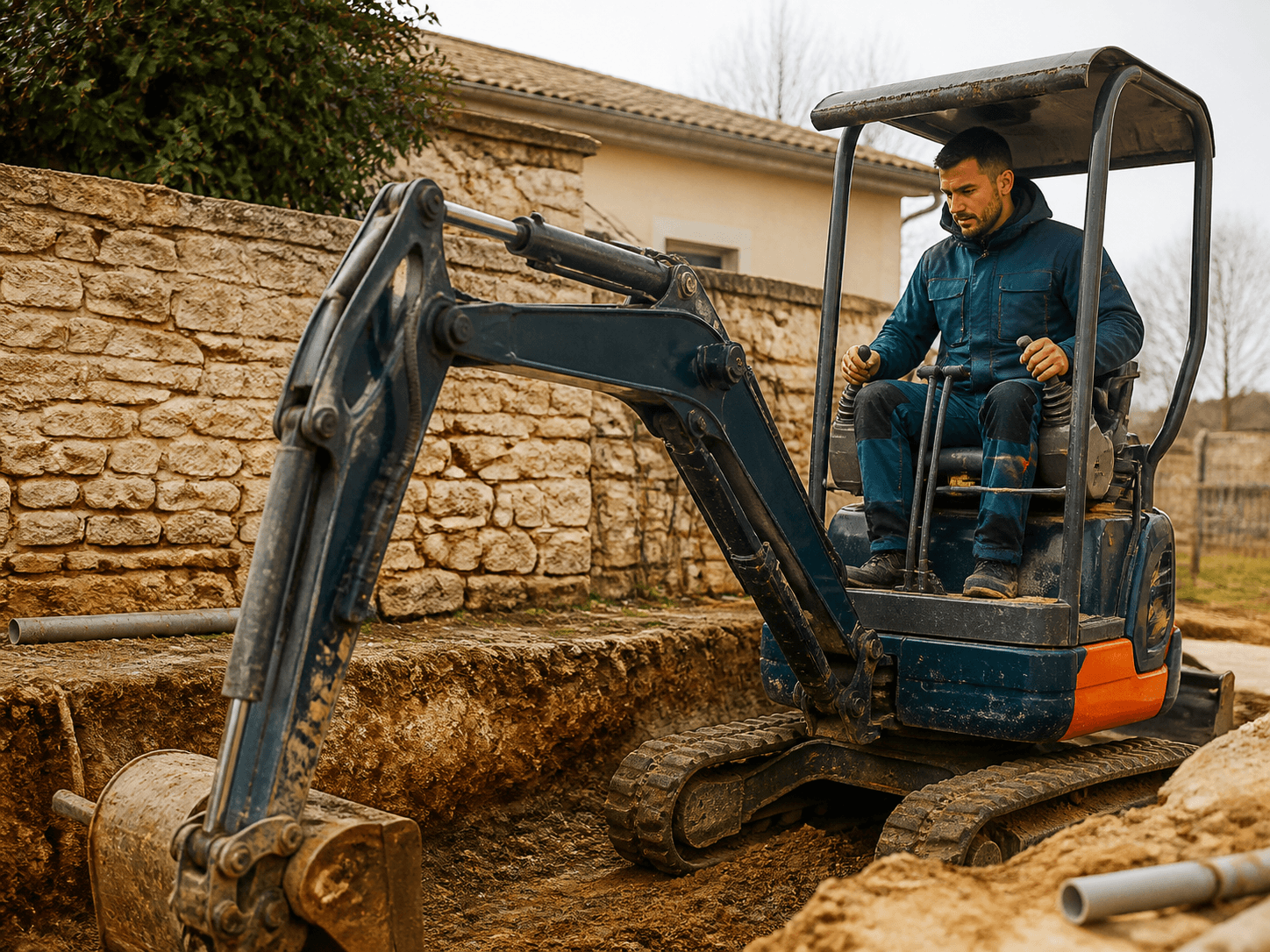 Terrassier en intervention sur un chantier